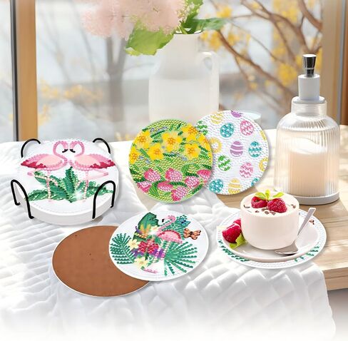 SGUBST Diamond Painting Coasters Kits ، 8 PCS Diamond Art Coasters with Holder ، Diy Crafts Kits - Sunflower Coasters مجموعات فن الماس للبالغين للمبتدئين in Saudi Arabia