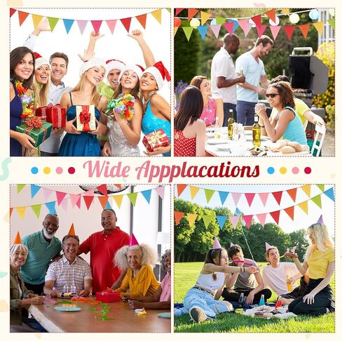 Tatuo 200 Flags Multicolored Pennant Flags Bunting Banner Pastel Fabric Triangle Flag Garland for Birthday Graduation Bridal Party Summer Decoration Hanging on Wall Ceiling Window in Saudi Arabia