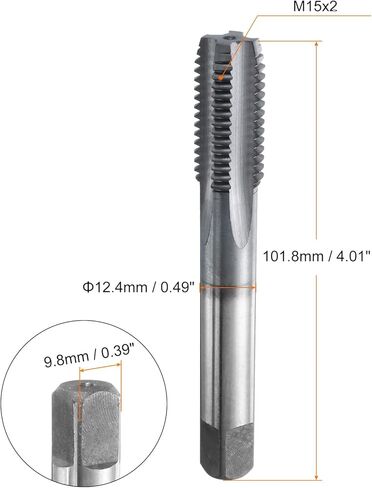 HARFINGTON M15x2 Metric Thread Tap 6542 Cobalt High-Speed Steel TiCN Coated Plug Tap Right Hand Straight Flutes Screw Threading Hand Tap in Saudi Arabia