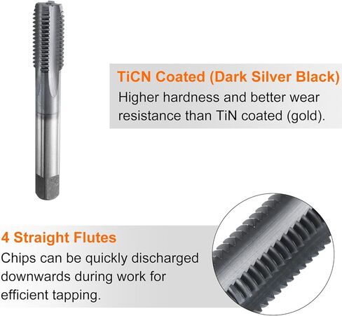 HARFINGTON M15x2 Metric Thread Tap 6542 Cobalt High-Speed Steel TiCN Coated Plug Tap Right Hand Straight Flutes Screw Threading Hand Tap in Saudi Arabia
