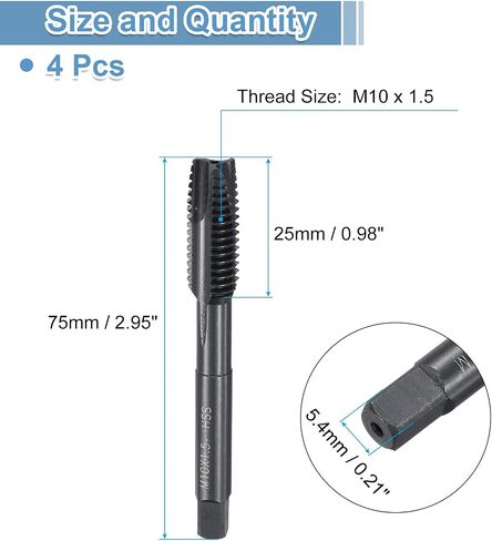 UXCELL POINT POINT PLUP THROUPING TELP M10 X 1.5 الخيط ، المواضيع الأرضية H2 ، الفولاذ عالي السرعة 6542 ، نيترنج ، صنابير المسمار المتري. in Saudi Arabia