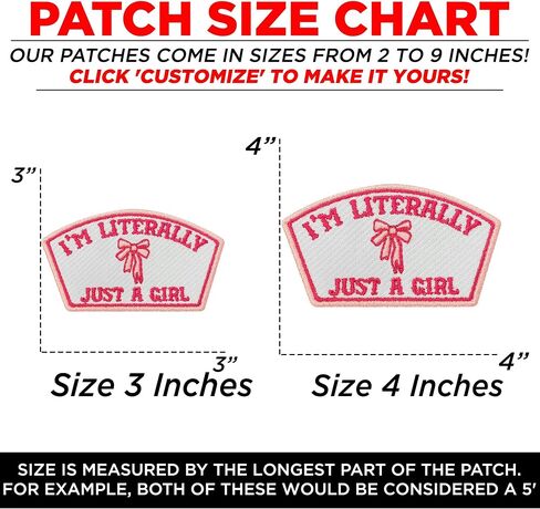 I'm Literally Just A Girl Patch 3" Cutesy Coquette Bow Embroidered Patches for Backpack, Hat, Jackets, Iron On Sew On Patch, Uniform DIY Embroidery PVC Patches Gift, Accessories for Him Her 3 Inch in Saudi Arabia