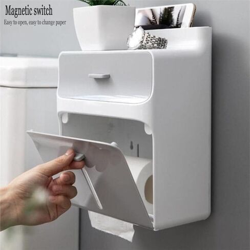 Tissue Box Cover Waterproof Perforated Free Wall Mounted Toilet Paper Box,Toilet Paper Storage Box roll Holder for bathrooms and Toilets Tissue Box for Bedroom Office Tabletop (Color : Green, Size : in Saudi Arabia