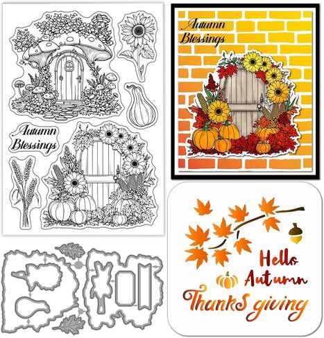 Globleland Fall Turkey Funny Silicone Stamp Metal Metal عيد الشكر قرع قطع القطع قطع الخريف البركة الطلاء الحرف مقرات لصنع البطاقات. in Kuwait