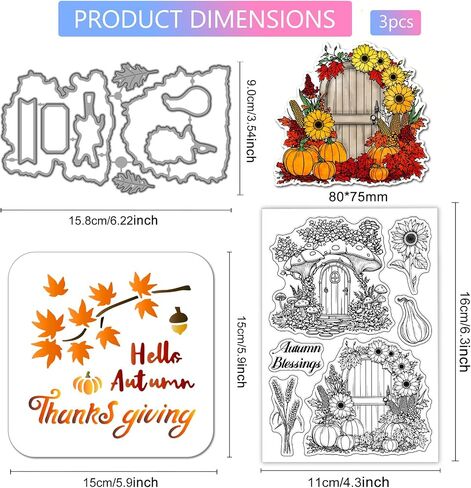 Globleland Fall Turkey Funny Silicone Stamp Metal Metal عيد الشكر قرع قطع القطع قطع الخريف البركة الطلاء الحرف مقرات لصنع البطاقات. in Kuwait