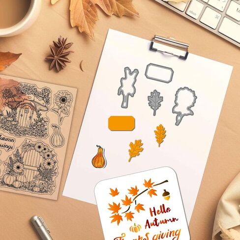 Globleland Fall Turkey Funny Silicone Stamp Metal Metal عيد الشكر قرع قطع القطع قطع الخريف البركة الطلاء الحرف مقرات لصنع البطاقات. in Kuwait
