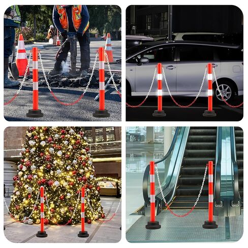 SPERGEHOM 4 Pack 34 بوصة مرحلة مرور المنشور مع طوق عاكس ، مخاريط حاجز السلامة السود in Kuwait