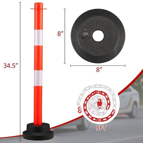 SPERGEHOM 4 Pack 34 بوصة مرحلة مرور المنشور مع طوق عاكس ، مخاريط حاجز السلامة السود in Kuwait