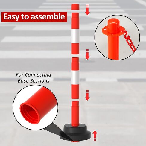 SPERGEHOM 4 Pack 34 بوصة مرحلة مرور المنشور مع طوق عاكس ، مخاريط حاجز السلامة السود in Kuwait