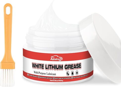 Astravox White Lithium Grease ، شحم ليثيوم متعدد الأغراض مع فرشاة للمفصلات والمحامل والتروس وأبواب المرآب ، مثالية للسيارات والبحرية والصناعية والأسرة 1 أوقية (1pcs) in Saudi Arabia