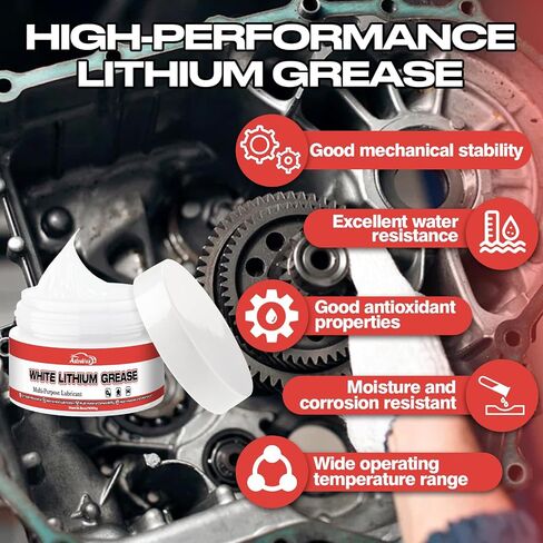 Astravox White Lithium Grease ، شحم ليثيوم متعدد الأغراض مع فرشاة للمفصلات والمحامل والتروس وأبواب المرآب ، مثالية للسيارات والبحرية والصناعية والأسرة 1 أوقية (1pcs) in Saudi Arabia