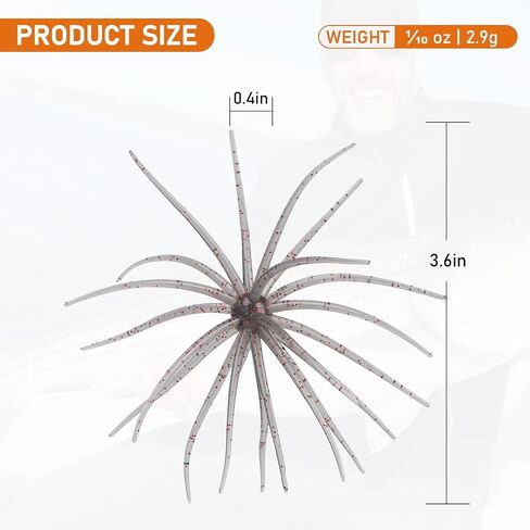QualyQualy Sea Urchin Bait for Bass Fishing, Creature Urchin Bait | Fuzzy Dice Fishing Lure - 2.5'' / 3.6''/ 4'' /5.1'' Soft Plastic Swimbaits for Bass Fishing in Saudi Arabia
