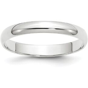 Solid 10k White Gold 3 mm Rounded Wedding Band Ring