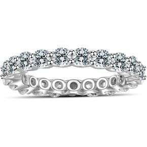 Sterling Silver 2.53 Ctw Thick Full Eternity Band Round-cut 3mm Wide Bridal Wedding Band Cubic Zirconia