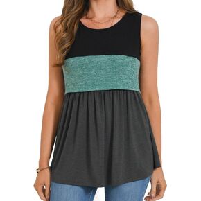 Women's Nursing Tank Tops Sleeveless Patchwork Scoop Neck Breastfeeding Shirt Pregnancy Clothes