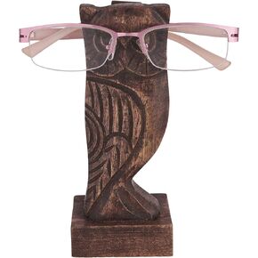 Gifts for Adults Wooden Owl Glasses Holder Stand Sunglasses Reading Nightstand Eyeglass Retainer Gifts for Women Men Mom Dad Car Risers SPWAL01