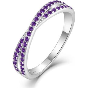 Stackable Ring for Women 925 Sterling Silver X Criss Cross Ring Wedding Eternity Band Birthstone Jewelry Size 5-10