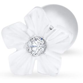Surgical Steel 316L Bridesmaid Valentines Mother'S Day Gifts Simluated Diamond Cz White Flower Mother Of Pearl Jewelry Ear Stud Barbell Ball Piercing For Women Girls hypoallergenic