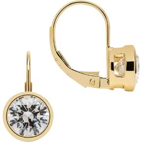 14K Solid Gold Earrings | Round Cut Bezel Set Cubic Zirconia | Leverback Drop Dangle Setting | 2.0 CTW | With Gift Box