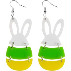 coadipress Easter Acrylic Earrings Cute Egg Rabbit Earrings Rainbow Egg Dangle Earrings for Women Rabbit Easter Jewelry