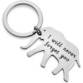 TGBJE Thank you Gift Elephant keychain I Will Never Forget You Keychain Hand stamped Gift