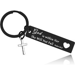 Christian Keychain for Women Men Bible Verse Gift Faith Religious Gift Inspirational Christian Gift for Him Her
