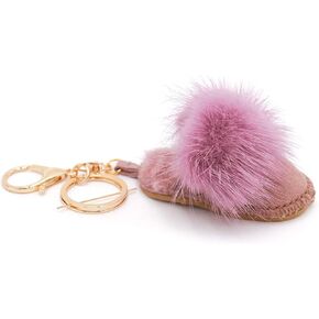 surell - Luxury Shearling Winter Slipper-Shaped Shoe Keychain with Genuine Mink Fur Trim - Fashion Lover's Bag Purse Charm in Kuwait