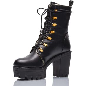 Peculiarity Footwear – Black Laced-Up Platform Boots - The Sixxxfooter - Size 12