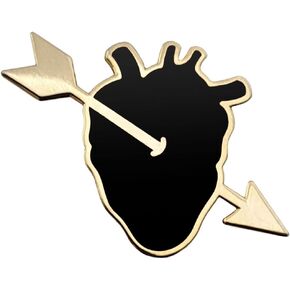 Pinsanity Black Heart with Golden Arrow Enamel Lapel Pin