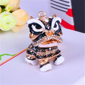 Axmerdal Animal Keychain Cute Chinese Traditional Dance Lion Car HandBag Pendant Key Chain for Women and Men Keyring Gift in Kuwait