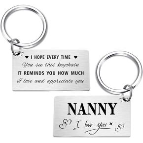 Nanny Gifts- Nanny Birthday Keychain Gifts Ideas from Grandchildren- To My Nanny Christmas Xmas Mother's Day Valentines Easter Presents