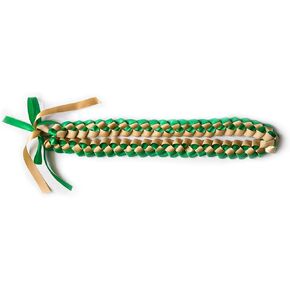 A Tangible Thought Ribbon Lei - Braided Necklace - Gold & Green