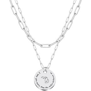 I Love You More Than The Miles Between Us US State Pendant Layered Choker Necklaces State Map Necklace for Long Distance Relationship Gift