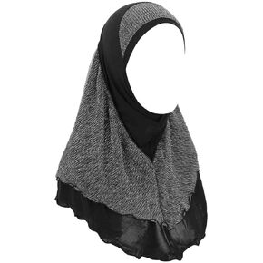 Woeoe Pre-Tied Muslim Hijab Cap Black Soft Hijab Lightweight Muslim Head Wrap for Age Over 12, Black, One Size (Pack of 1)/(1 Count) in Kuwait