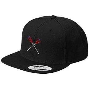 Lacrosse Sports Style 4 Embroidered Flat Visor Snapback Hat Black