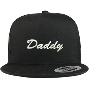 Trendy Apparel Shop Flexfit Daddy Script Font Embroidered 5 Panel Flatbill Snapback Mesh Cap