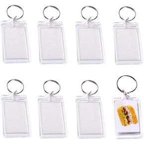 NATUWORLD 10Pcs Clear Acrylic Photo Keychains Blank Rectangle Shape Picture Frame Keychain Keyring Insert Personalized Keychain Snap in Insert Key Chain Keyrings Key Holder Great for DIY Gift