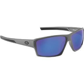 Flying Fisherman Windley Polarized Rectangular Sunglasses, Matte Gray Frame/Smoke-Blue Mirror Lens, Medium