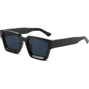 YAMEIZE Thick Frame Square Sunglasses - Trendy Chunky Rectangle Sun Glasses for Women Men UV400 Protection