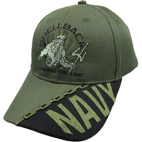 US Navy Shellback, Crossing The Line Vintage Olive Drab Baseball Cap