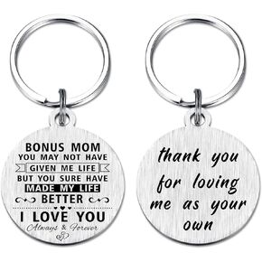 MOQIYXL Stepmom Gifts Card - Thank You for Loving Me As Your Own - Stepmom Keychain, Christmas Gifts, Birthday Gifts for Stepmom