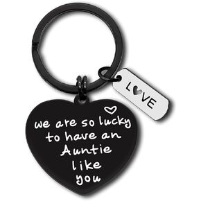 Aunt Gift from Niece Nephew Auntie Keychain Jewelry We are So Lucky to Have Auntie Like You Keyring Mothers Day Gift for Aunt Christmas Birthday Gifts For Special Aunt Godmother Gift Valentines Gift
