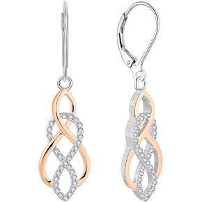 YL Celtic Knot Earrings 925 Sterling Silver Infinity Leverback Earring Twist Dangle Drop Jewelry