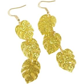Acrylic Resin Tropical Green 3 Palm Leaf Plant Drop Dangle Earrings monstera Leaves Layered for Women Girls Summer Holiday Beach Jewelry