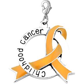CENWA Childhood Cancer Awareness Ribbon Clip-on Charm/Necklace Childhood Cancer Support Jewelry