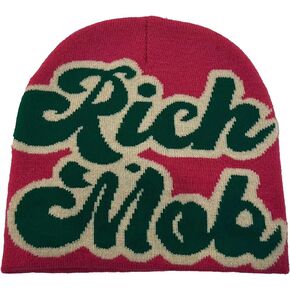 CORIRESHA Men Y2K Beanies Letter Graphic Knitted Hat Women Winter Soft Warm Cap