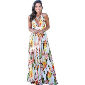 Women Transformer Convertible Multi Way Wrap V-Neck Wedding Bridesmaid Dress Halter Ombre Floral Long Evening Prom Maxi Dress