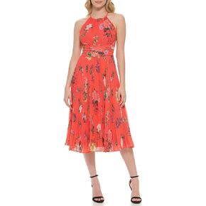 Eliza J Women's Sleeveless Halter Neck Ptd Chiffon Fit & Flare Dress