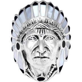 AeraVida White Mother of Pearl Accented Native American Style .925 Sterling Silver Ring | Elegant Wedding Rings For Women | Casual Comfort Fit Silver Rings for Women | Gift for Men