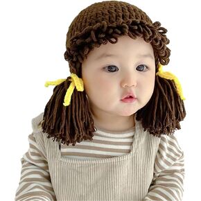 Qhome Girls Crocheted Cabbage Patch Clown Pigtail Costumes Hat Halloween Wig Funny Hat Carnival Winter Hat for Kids